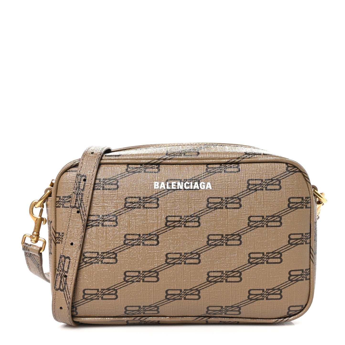 Coated Canvas BB Monogram Small Signature Camera Bag Beige Brown