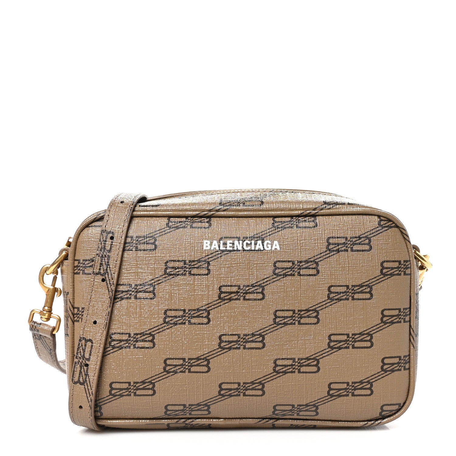 Balenciaga Coated Canvas BB Monogram Small Signature Camera Bag Beige Brown 1 of 10