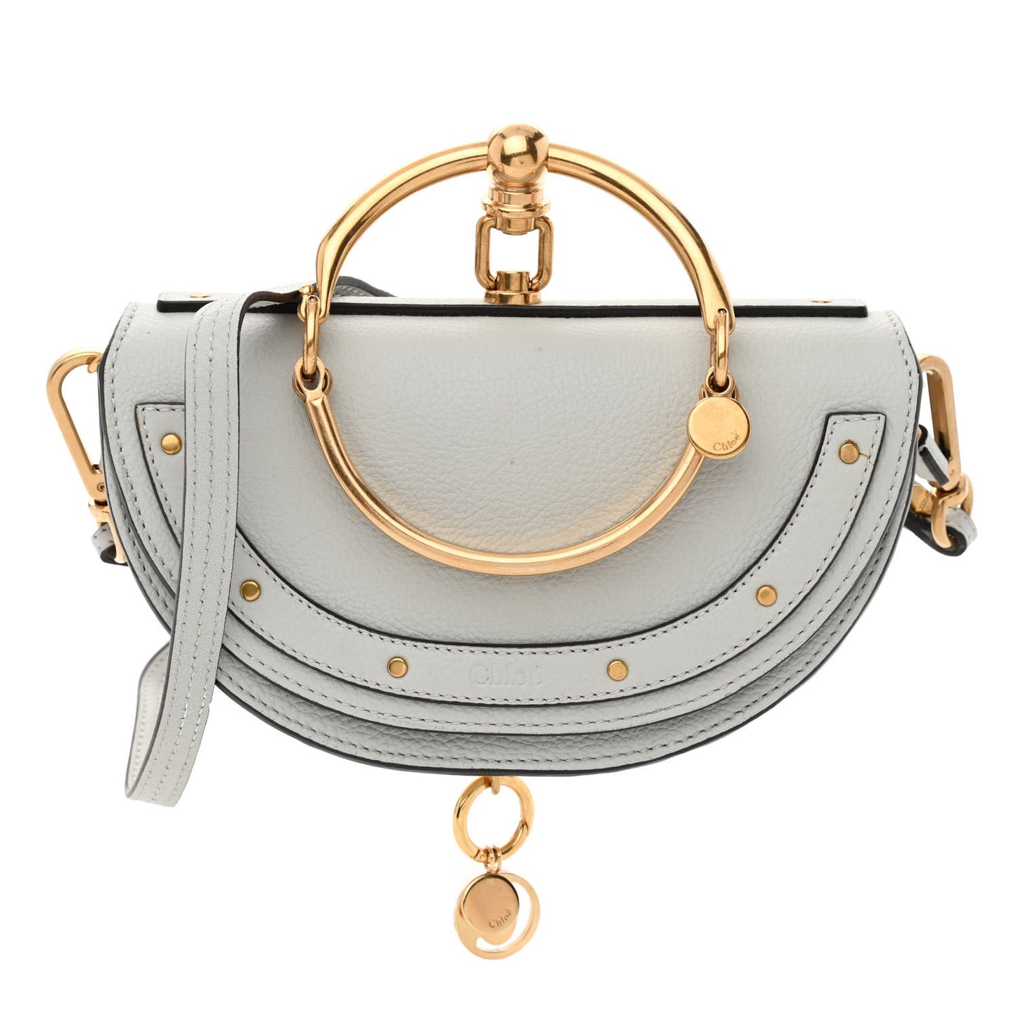 Calfskin Small Nile Bracelet Minaudiere Bag Airy Grey