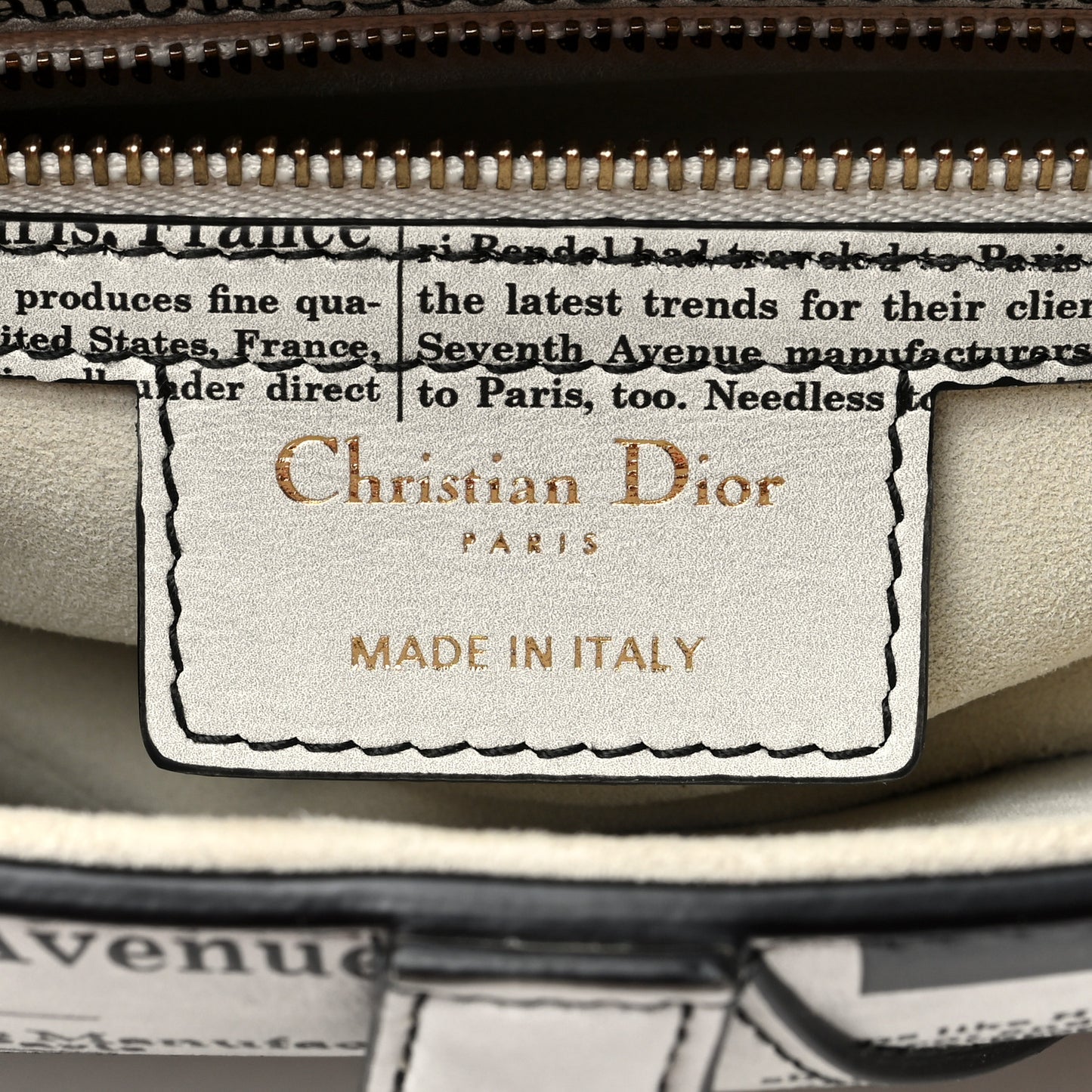 Calfskin Newspaper Printed Saddle Bag With Strap Black White