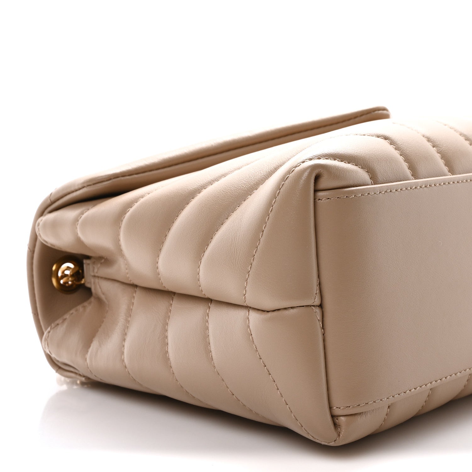 Saint Laurent Calfskin Y Quilted Monogram Small Loulou Chain Satchel Dark Beige 10 of 11