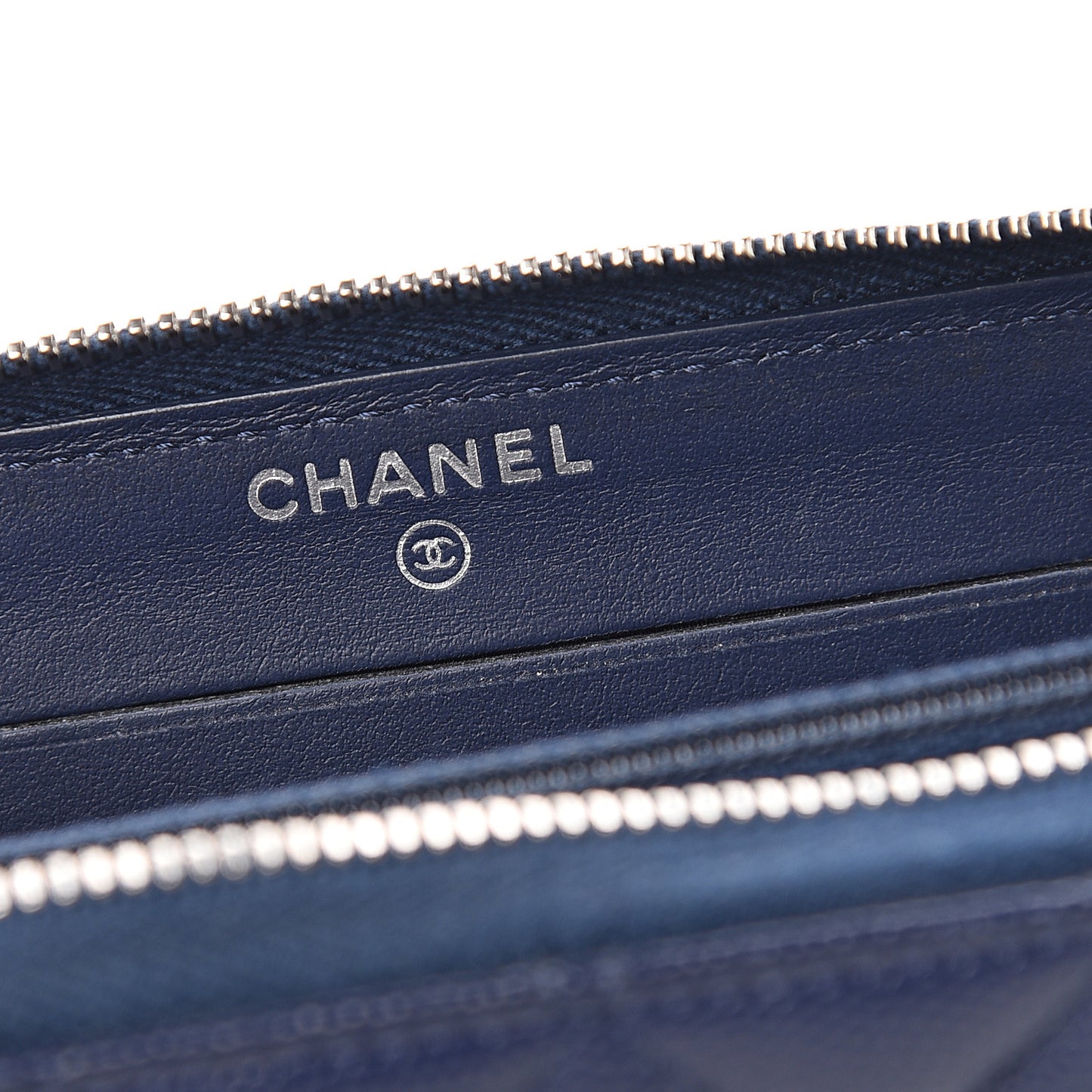 Caviar Quilted Small Zip Around Wallet Navy