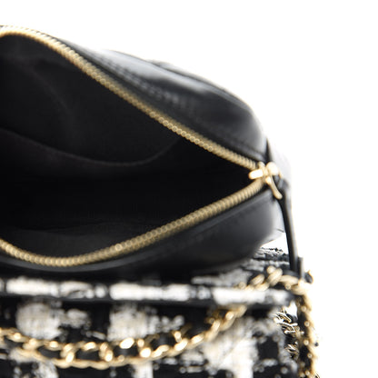 Chanel Tweed Lambskin Quilted Flap Black Ecru White 5 of 12