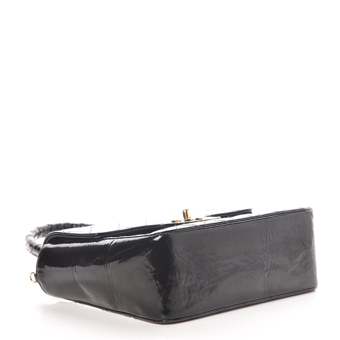 Patent Quilted Small Kelly Flap Bag Black
