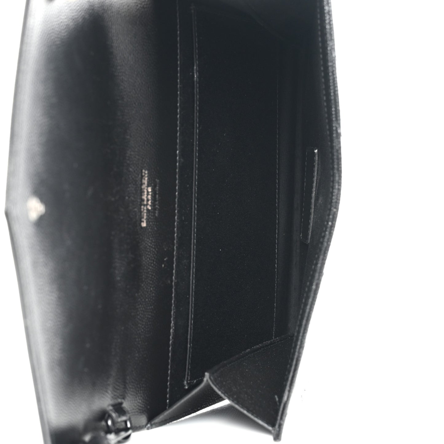 Grain De Poudre Matelasse Chevron Monogram Envelope Clutch Black