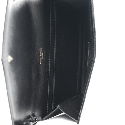 Saint Laurent Grain De Poudre Matelasse Chevron Monogram Envelope Clutch Black 5 of 7