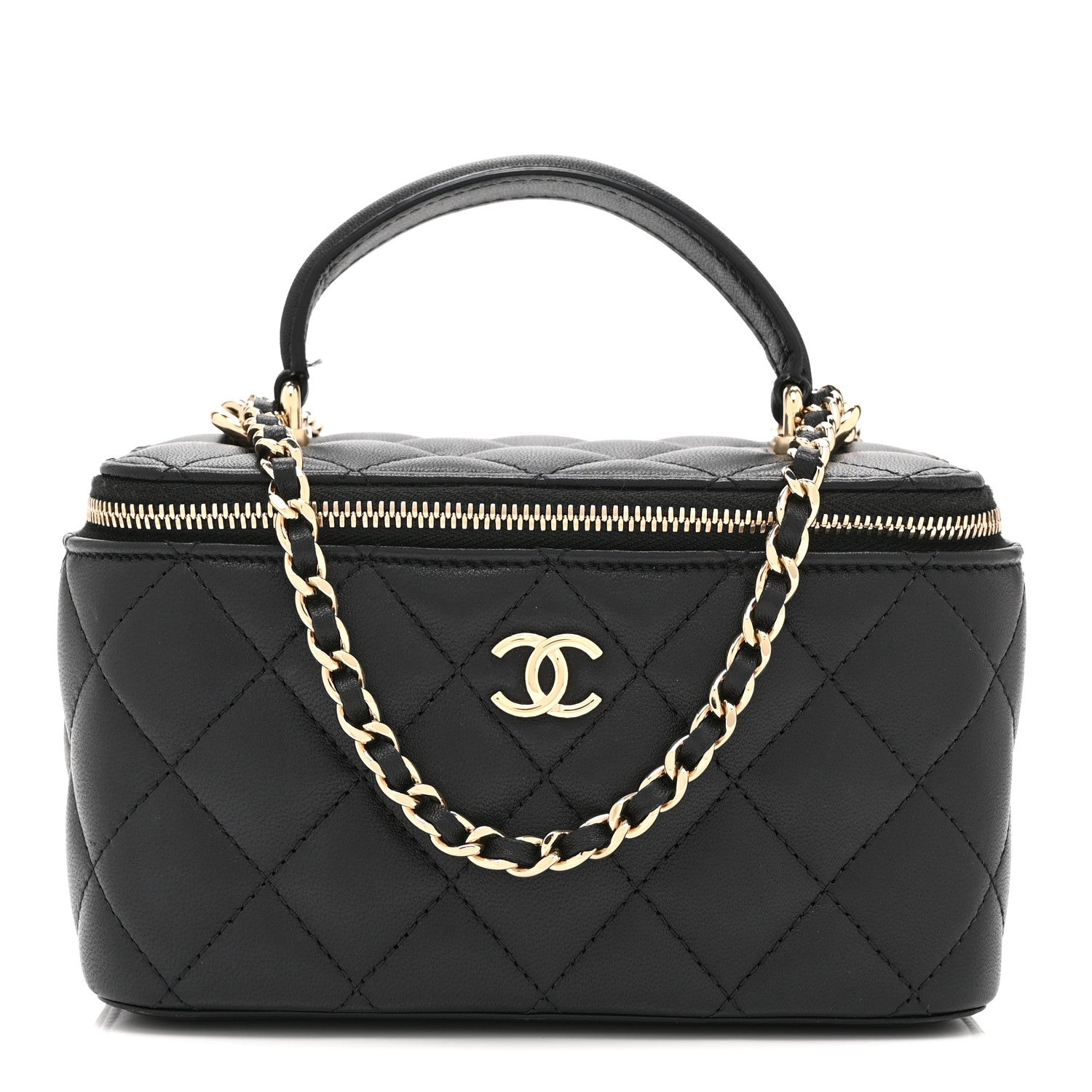 Chanel Lambskin Quilted Small Top Handle Vanity Case With Chain Black 1 of 11