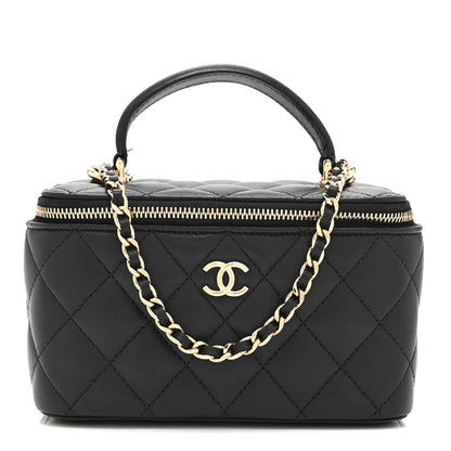 Chanel Lambskin Quilted Small Top Handle Vanity Case With Chain Black 1 of 11