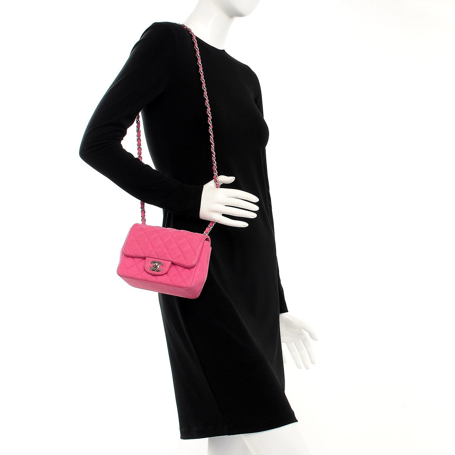 Chanel Iridescent Caviar Quilted Mini Square Flap Hot Pink 2 of 11