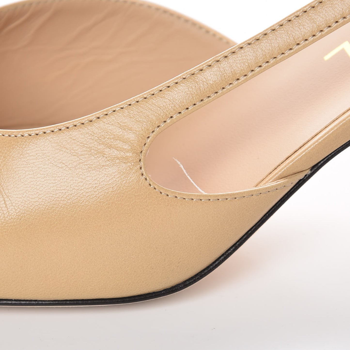 Goatskin Grosgrain Cap Toe CC Slingback Pumps 39 Beige Black