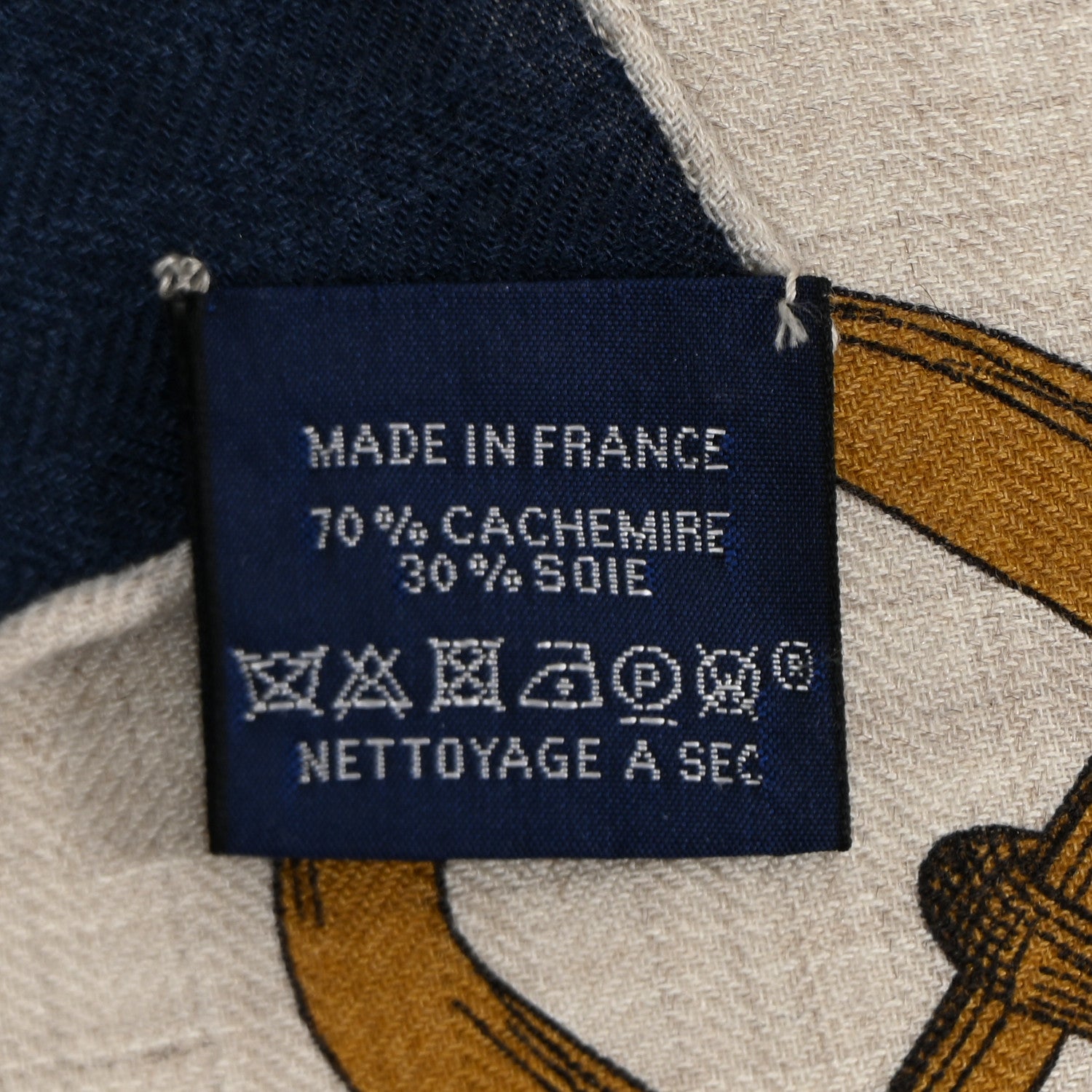 Hermes Cashmere Silk Chevaux Dechaines Shawl 140 Marine Naturel Gris 7 of 8
