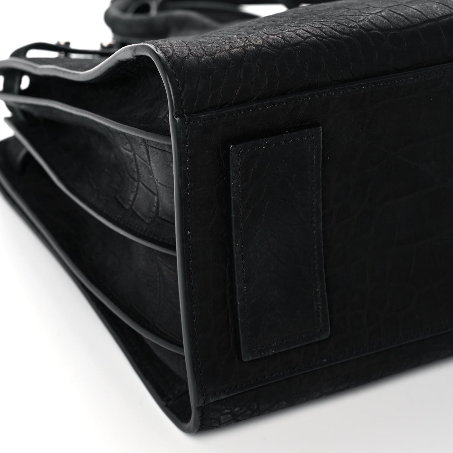 Crocodile Embossed Suede Small Supple Sac de Jour Black
