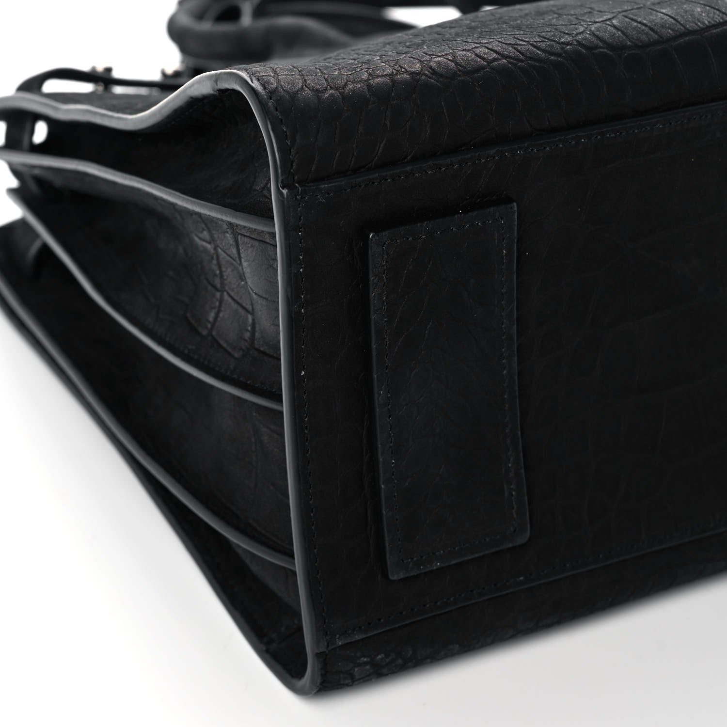 Saint Laurent Crocodile Embossed Suede Small Supple Sac de Jour Black 7 of 9