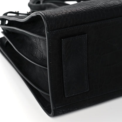 Saint Laurent Crocodile Embossed Suede Small Supple Sac de Jour Black 7 of 9