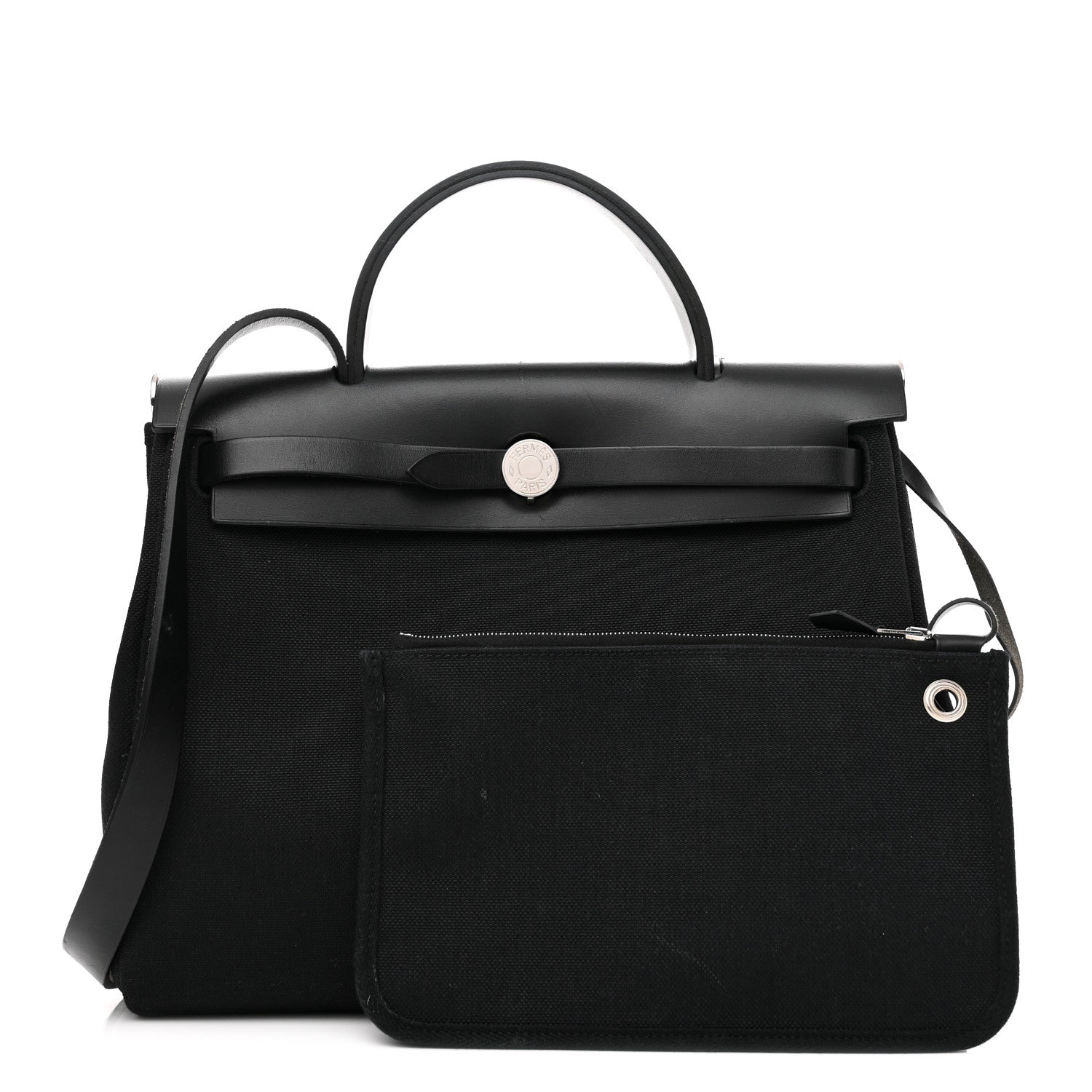 Hermes Military Toile Vache Hunter Herbag Zip PM 31 Black 1 of 12