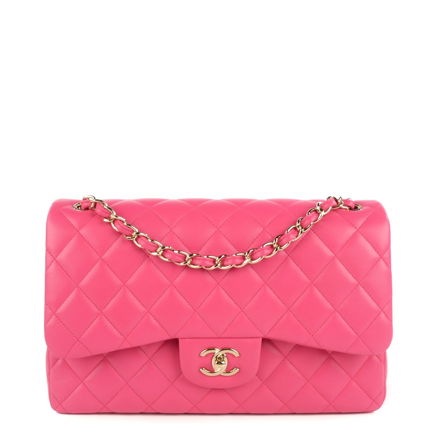 Chanel Lambskin Quilted Jumbo Double Flap Fuchsia 1 of 9