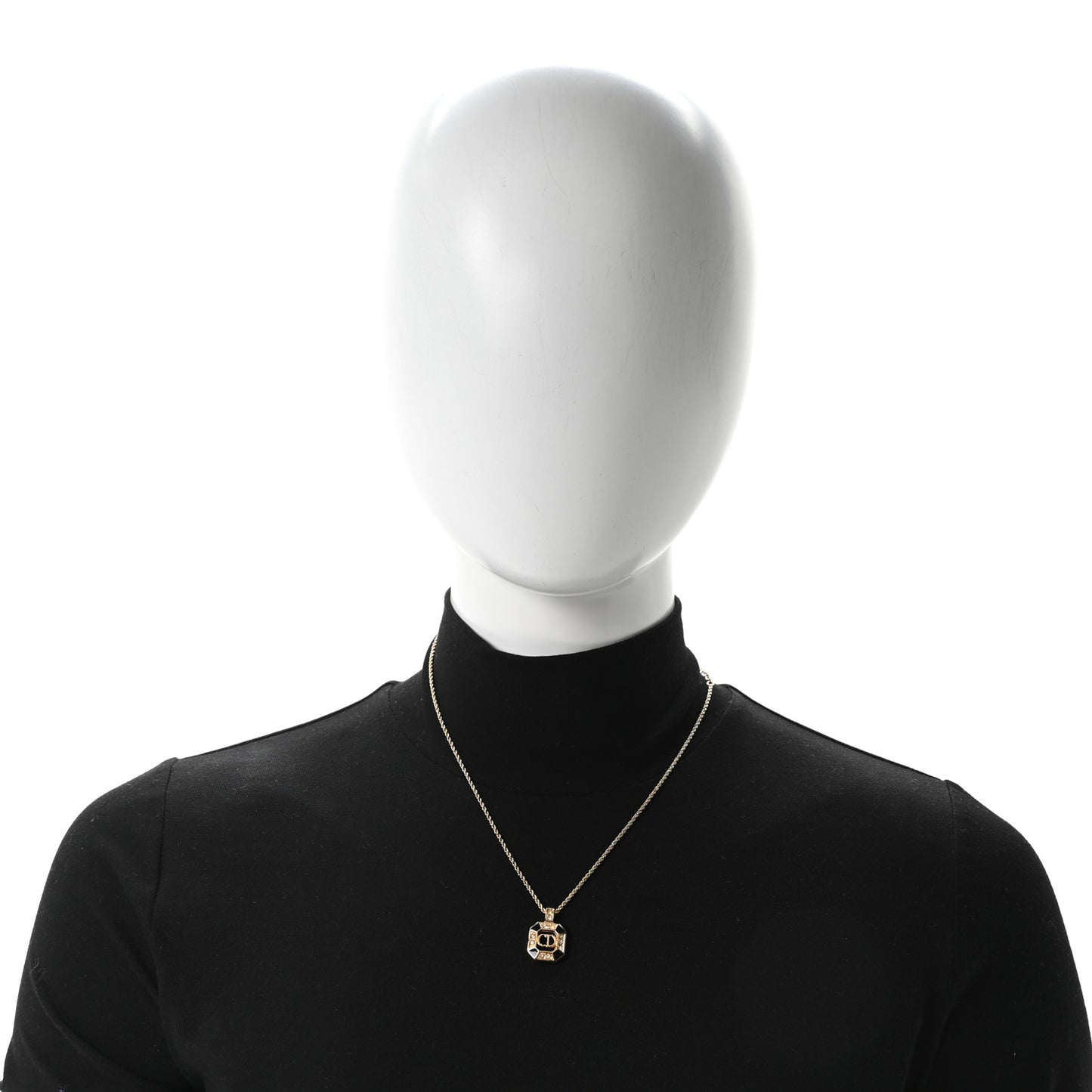 Metal Crystal CD Necklace Gold Black