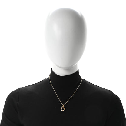 Christian Dior Metal Crystal CD Necklace Gold Black 2 of 4
