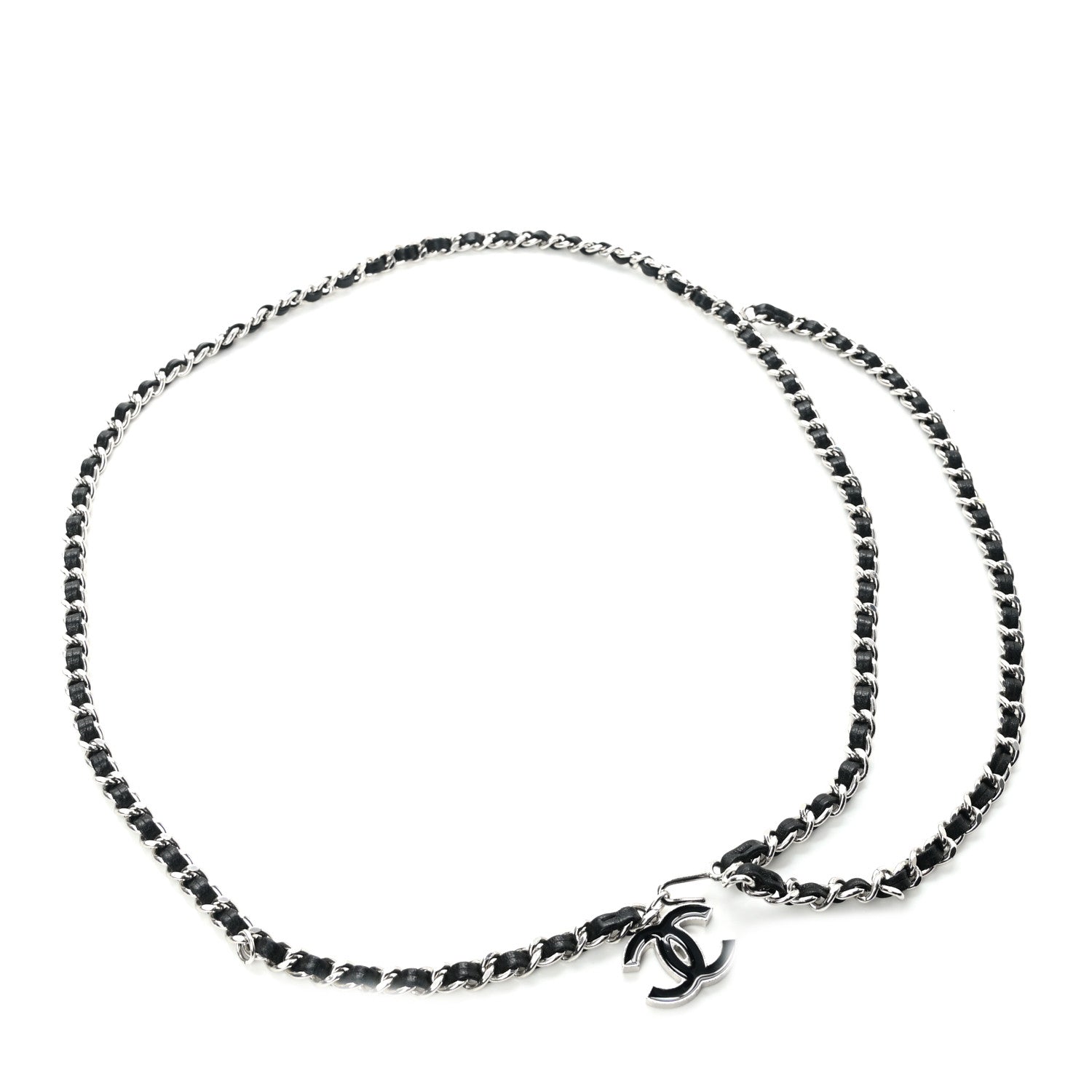 Chanel Lambskin Enamel CC Chain Belt Black Silver 1 of 4
