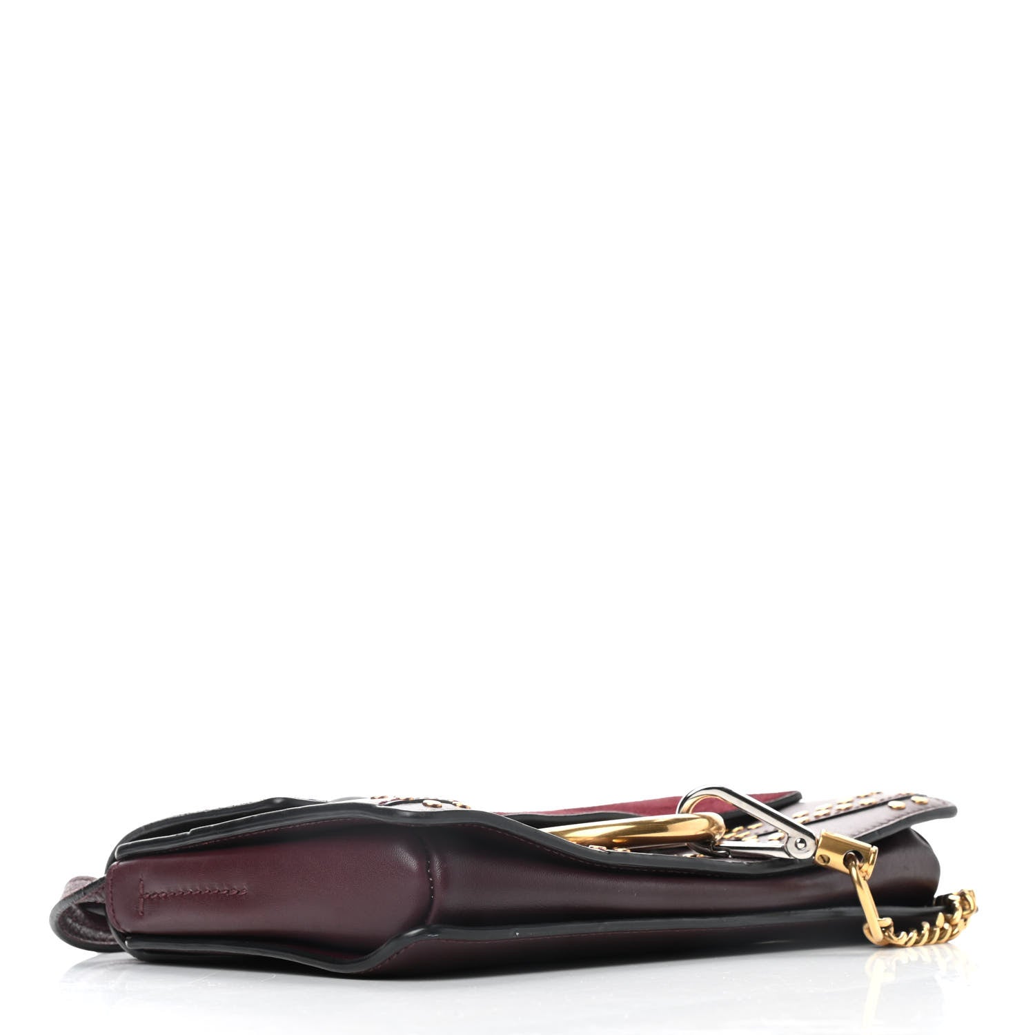 Chloe Suede Calfskin Studded Small Faye Shoulder Bag Dark Purple 3 of 9