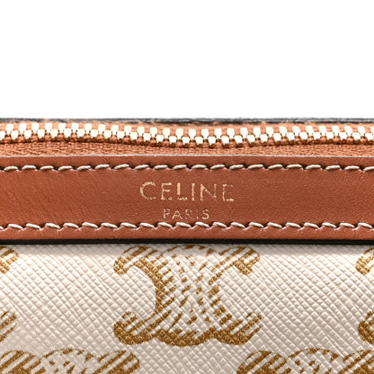 Celine Triomphe Canvas Calfskin Boston Bag White 6 of 13