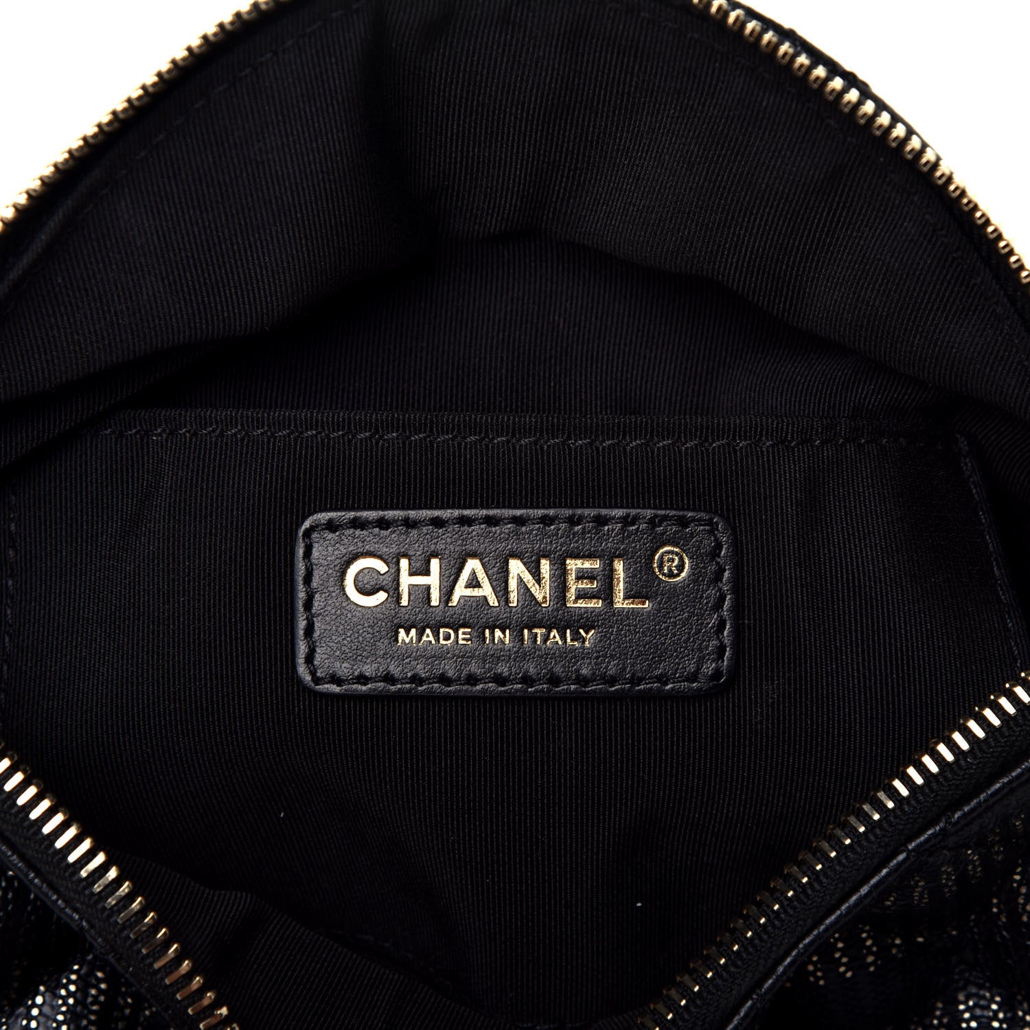 Chanel Metallic Caviar Quilted Waist Bag Black Gold 6 of 9