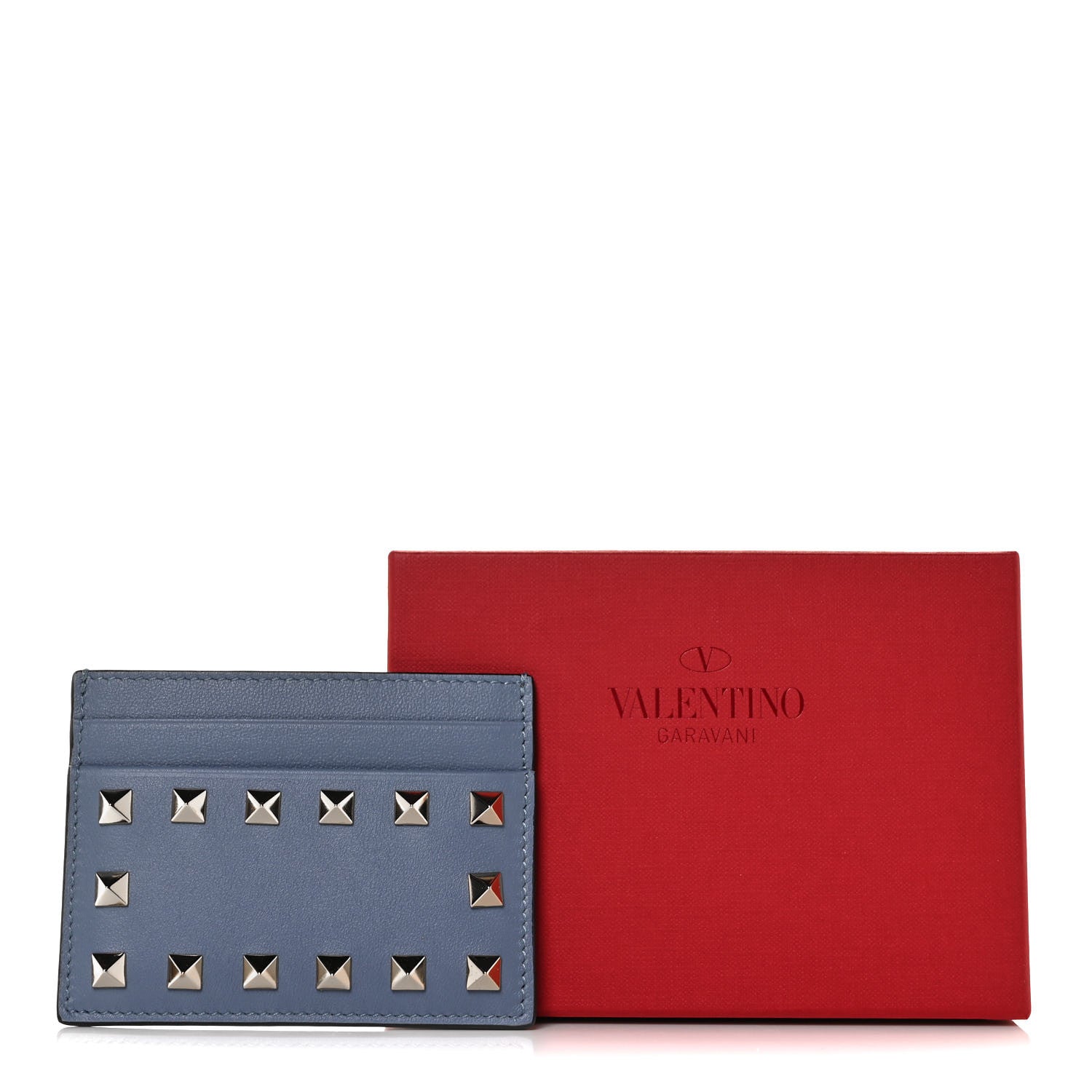 Valentino Garavani Vitello Rockstud Card Holder Niagara 9 of 9