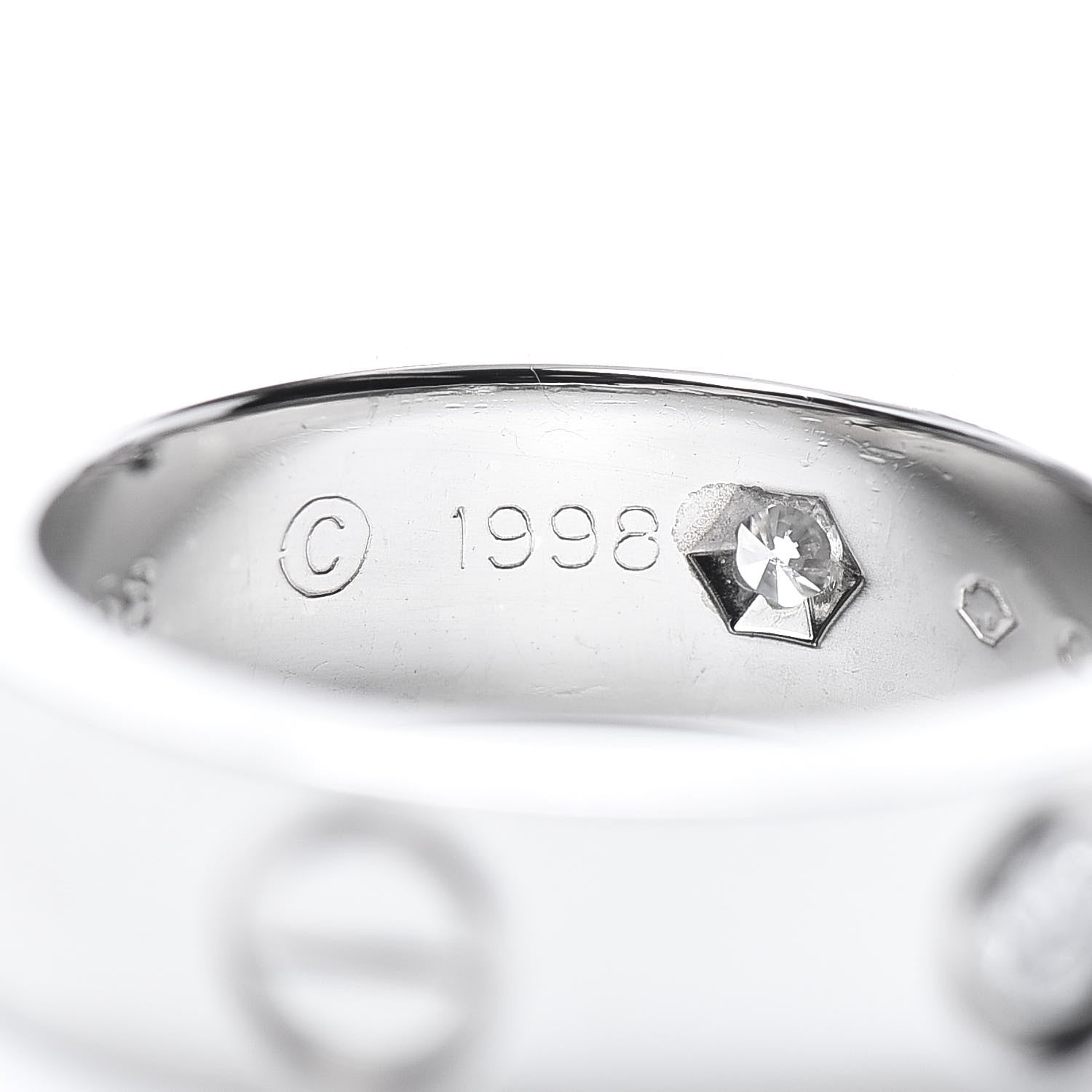 Cartier 18K White Gold 3 Diamond 5.5mm LOVE Ring 49 4.75 6 of 7