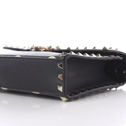 Valentino Garavani Vitello Polka Dot Medium Rockstud Flip Lock Crossbody Bag Black Light Ivory 10 of 10