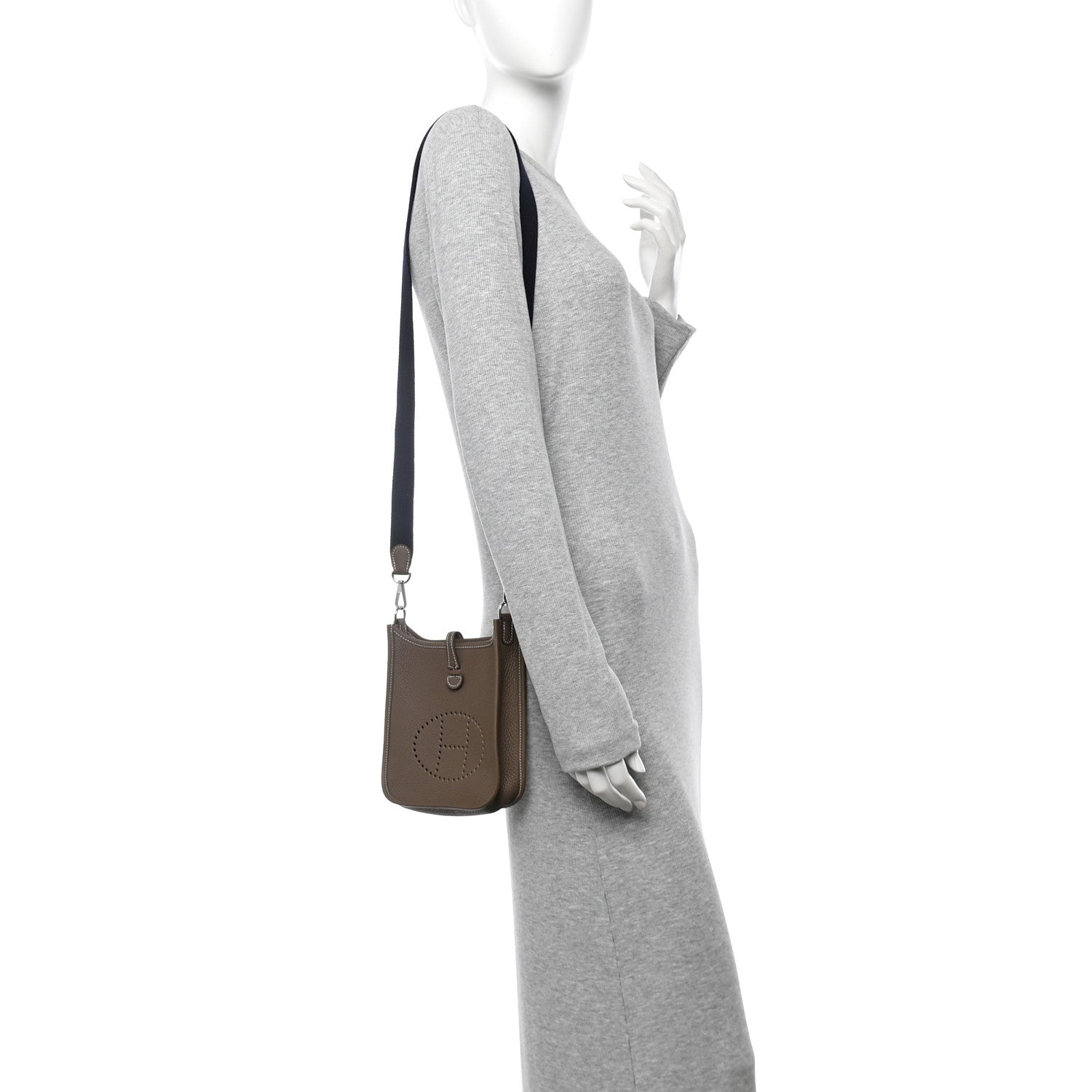 Hermes Taurillon Clemence Amazone Evelyne TPM Etoupe Bleu Indigo 2 of 11