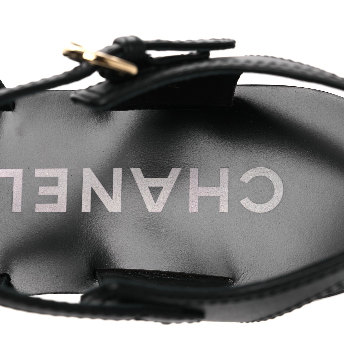 Calfskin Multi Chain CC Sandals 39 Black