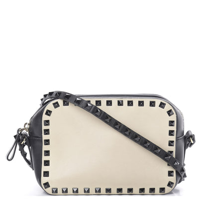 Valentino Garavani Calfskin Rockstud Camera Crossbody Bag Ivory Black 1 of 16