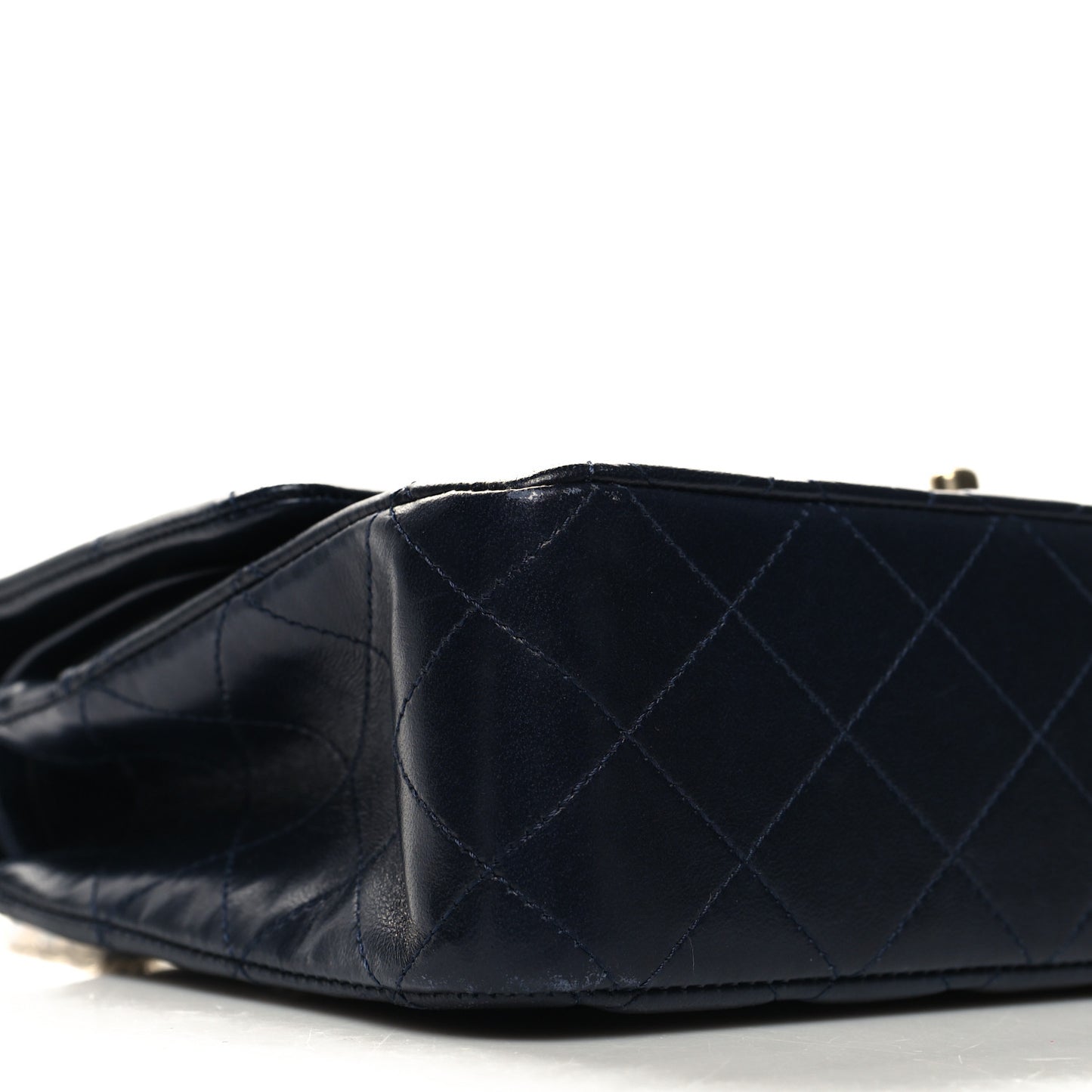 Lambskin Quilted Medium Double Flap Navy