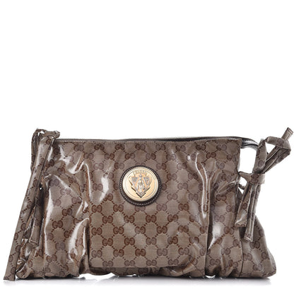 Gucci Crystal Monogram Large Hysteria Clutch Brown 1 of 7