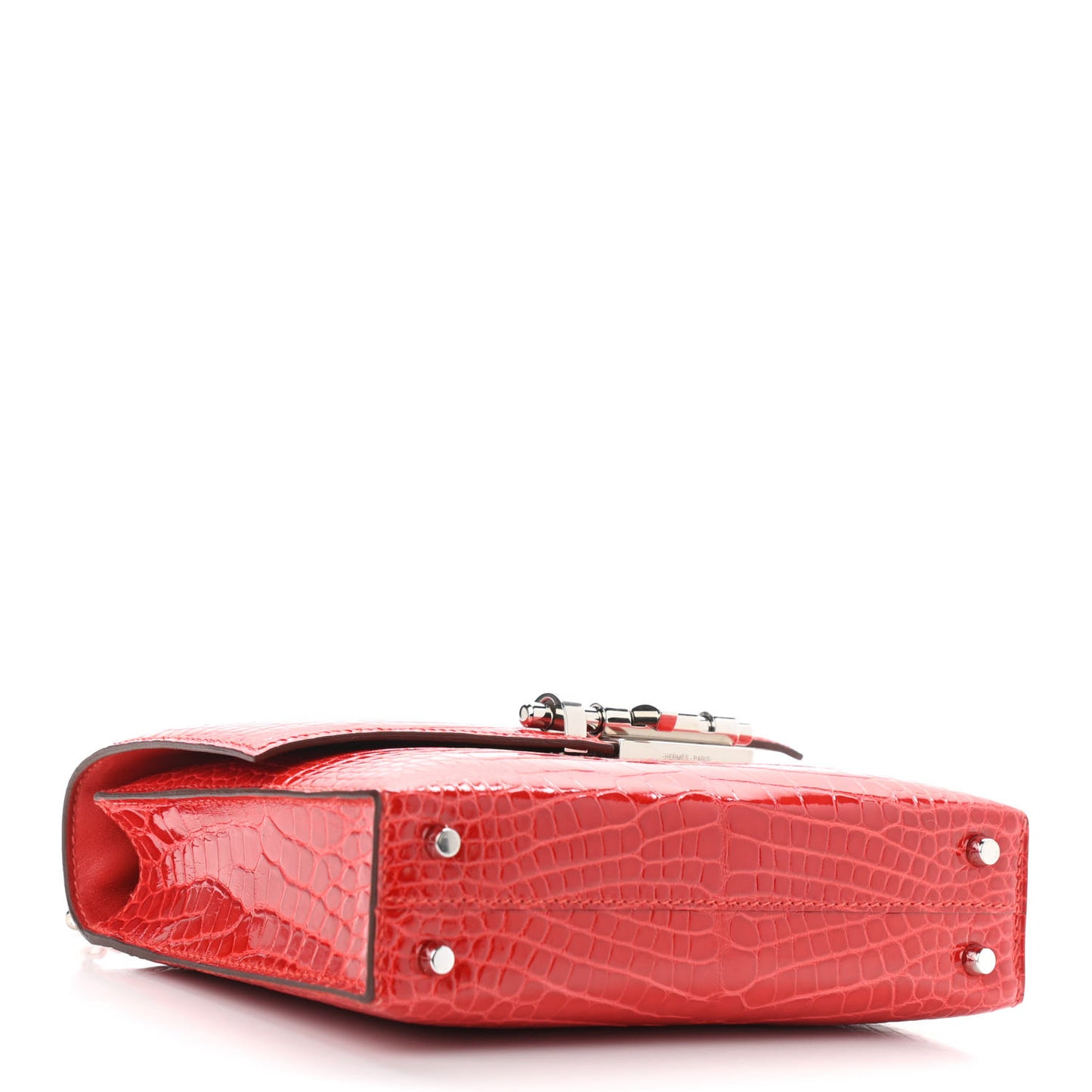 Shiny Alligator Mini Verrou Chaine Bag Geranium