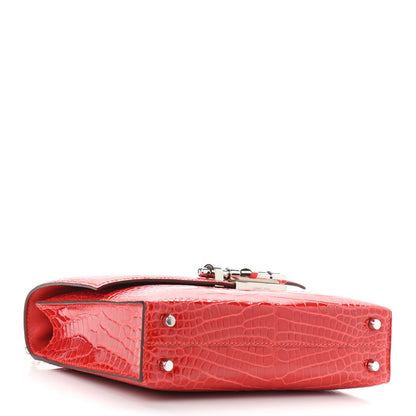 Hermes Shiny Alligator Mini Verrou Chaine Bag Geranium 4 of 10