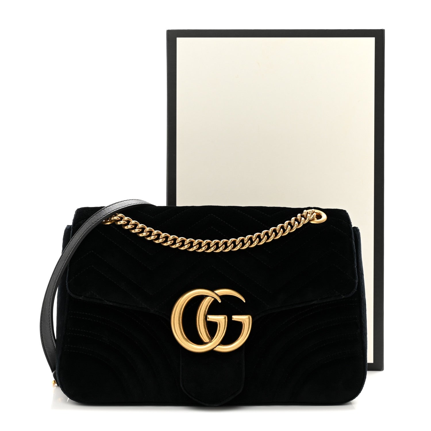 Gucci Velvet Matelasse Medium GG Marmont Shoulder Bag Black 11 of 11