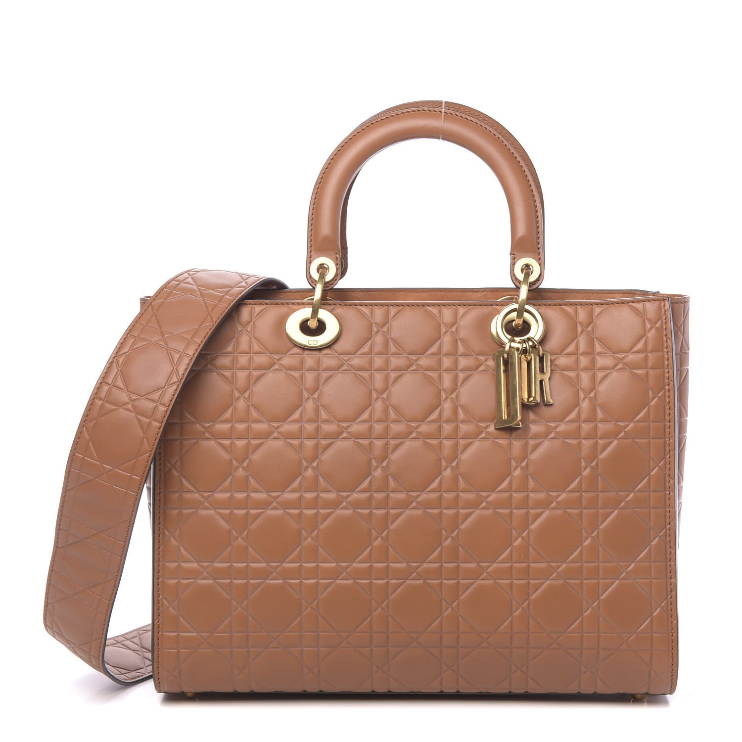 Christian Dior Lambskin Cannage Large Lady Dior Dark Beige 1 of 11