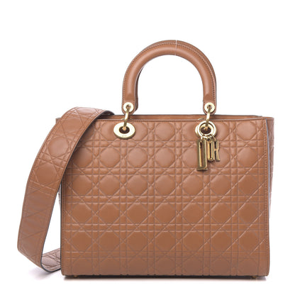 Christian Dior Lambskin Cannage Large Lady Dior Dark Beige 1 of 11