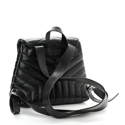 Saint Laurent Calfskin Y Quilted Monogram Small Loulou Backpack Black 3 of 11