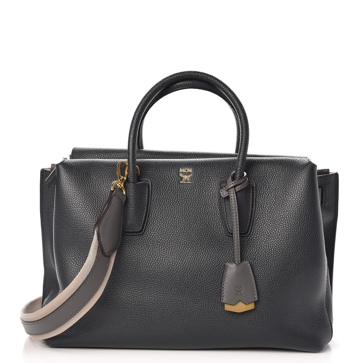 Grained Calfskin Medium Milla Tote Phantom Grey