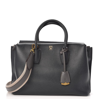 MCM Grained Calfskin Medium Milla Tote Phantom Grey 1 of 13