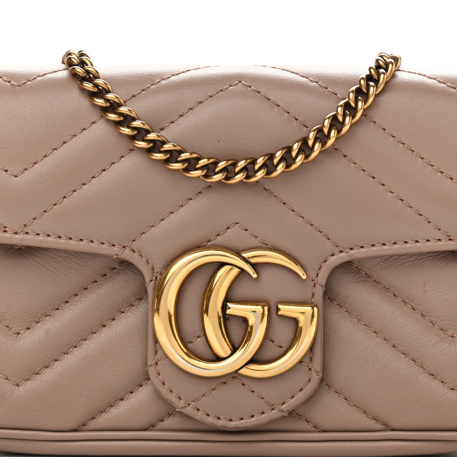 Gucci Calfskin Matelasse Super Mini GG Marmont Shoulder Bag Porcelain Rose 9 of 17