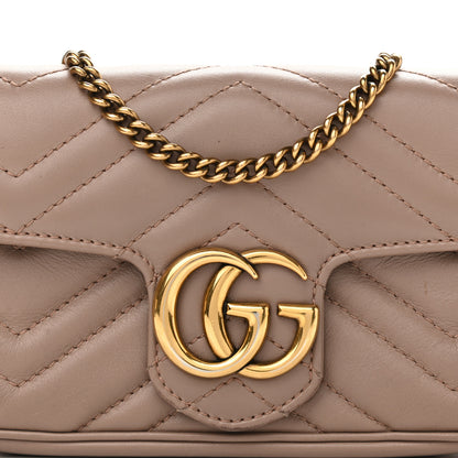 Gucci Calfskin Matelasse Super Mini GG Marmont Shoulder Bag Porcelain Rose 9 of 17