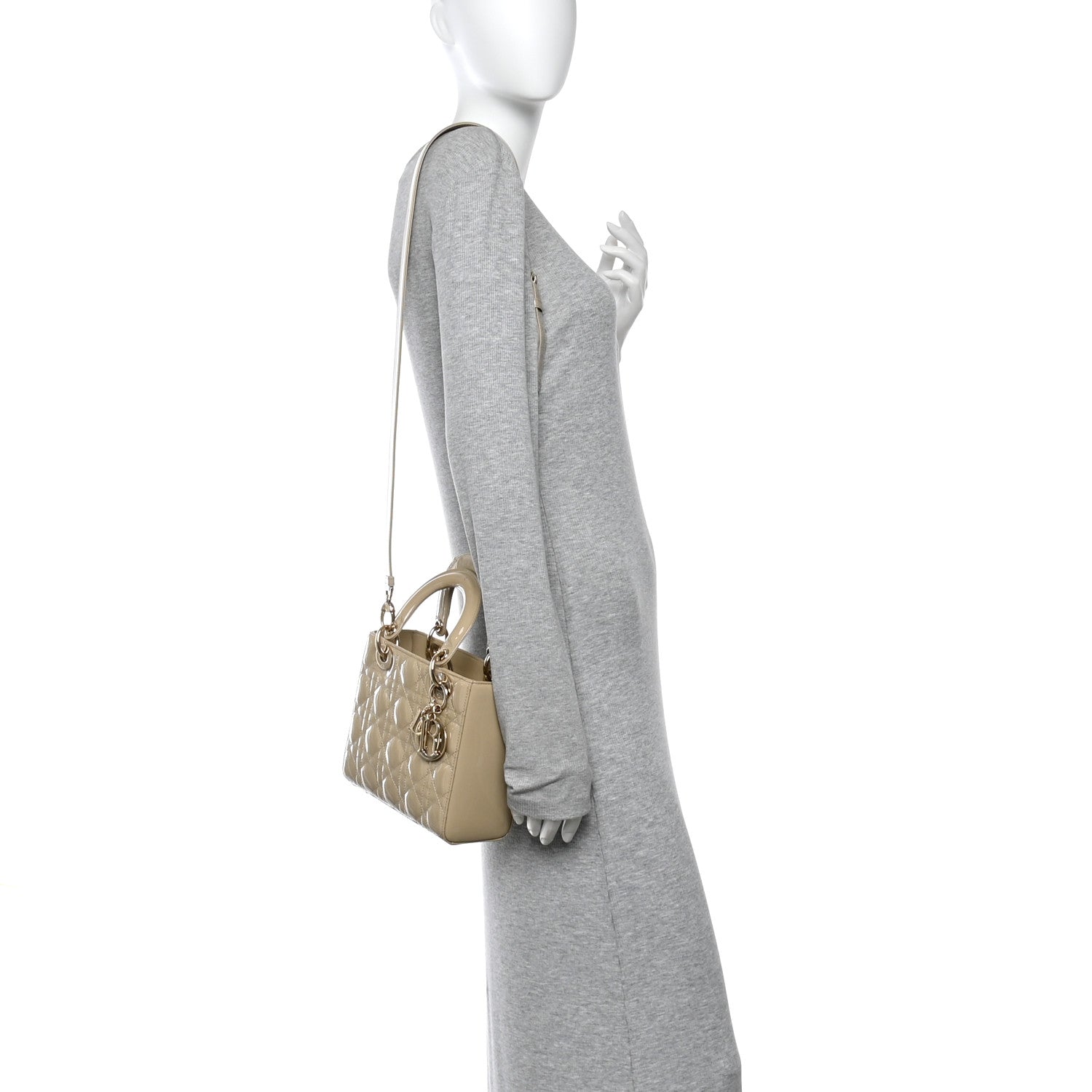 Christian Dior Patent Cannage Small Lady Dior Beige 2 of 10