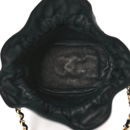 Chanel Lambskin Quilted Mini Drawstring Bucket Bag Black 5 of 12