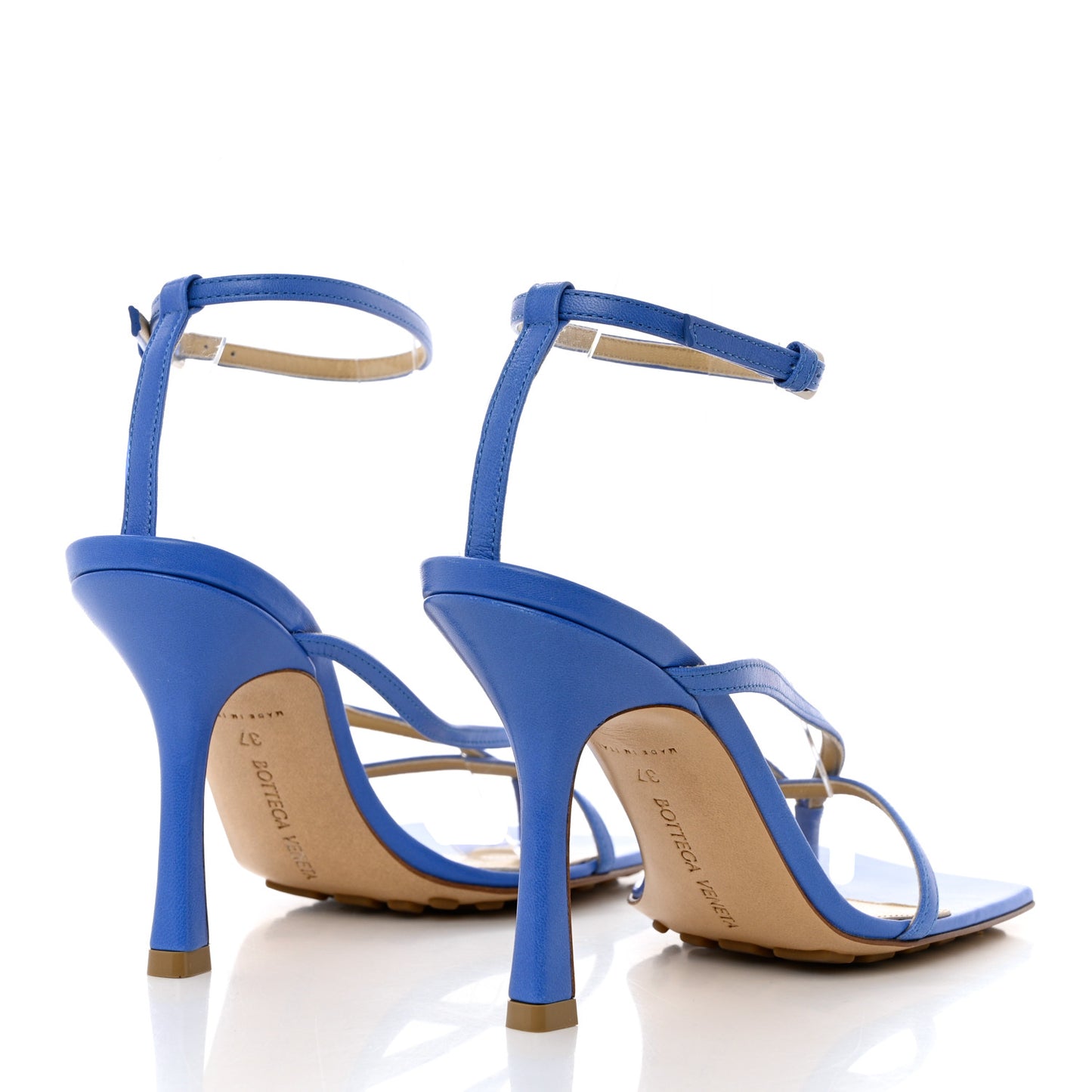 Lambskin Stretch Multi Strap 90mm Sandals 37 Aquarium