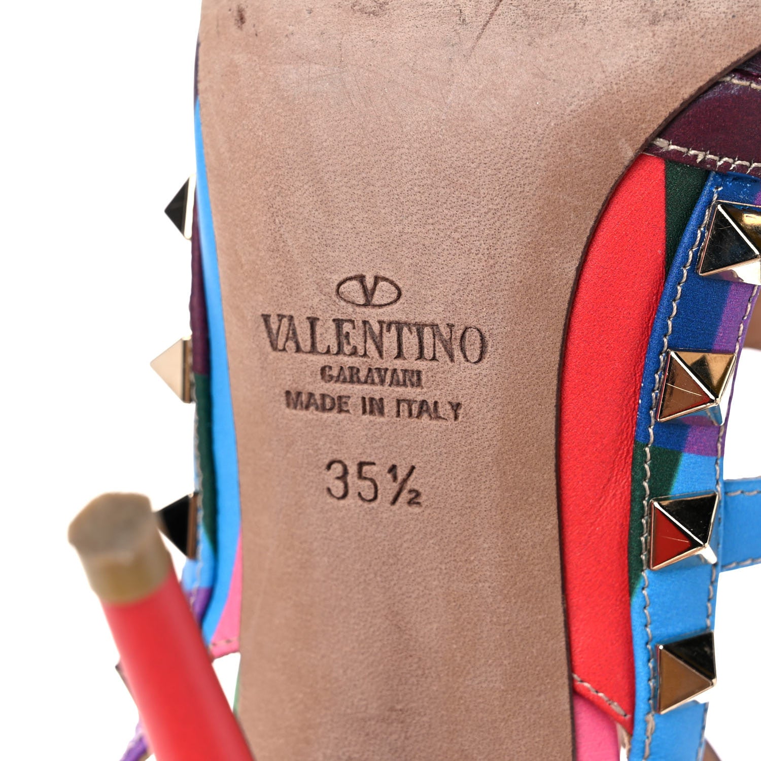Valentino Garavani Calfskin 1973 Rockstud Ankle Strap 100mm Pumps 35.5 Multicolor 8 of 12