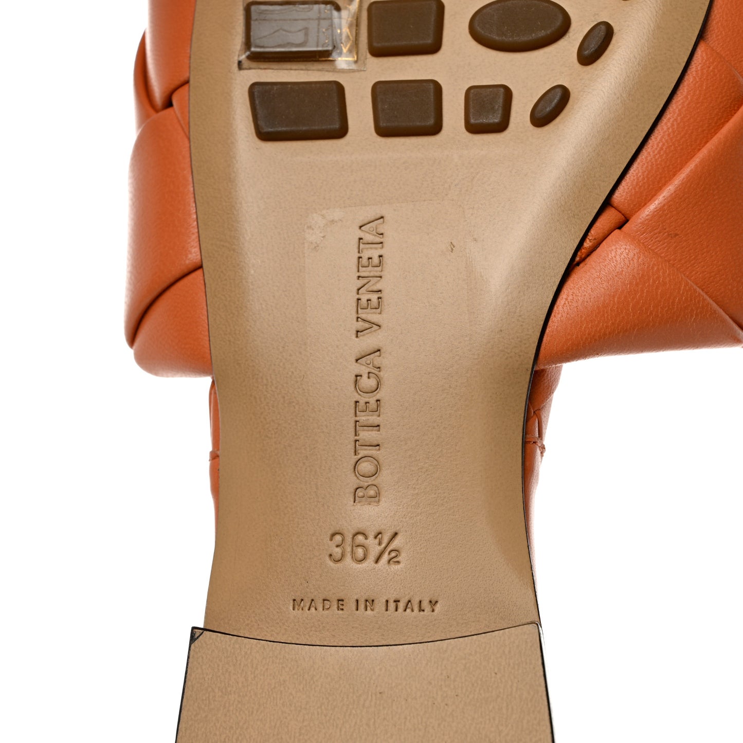 Nappa Maxi Intrecciato Lido Flat Sandals 36.5 Papaya