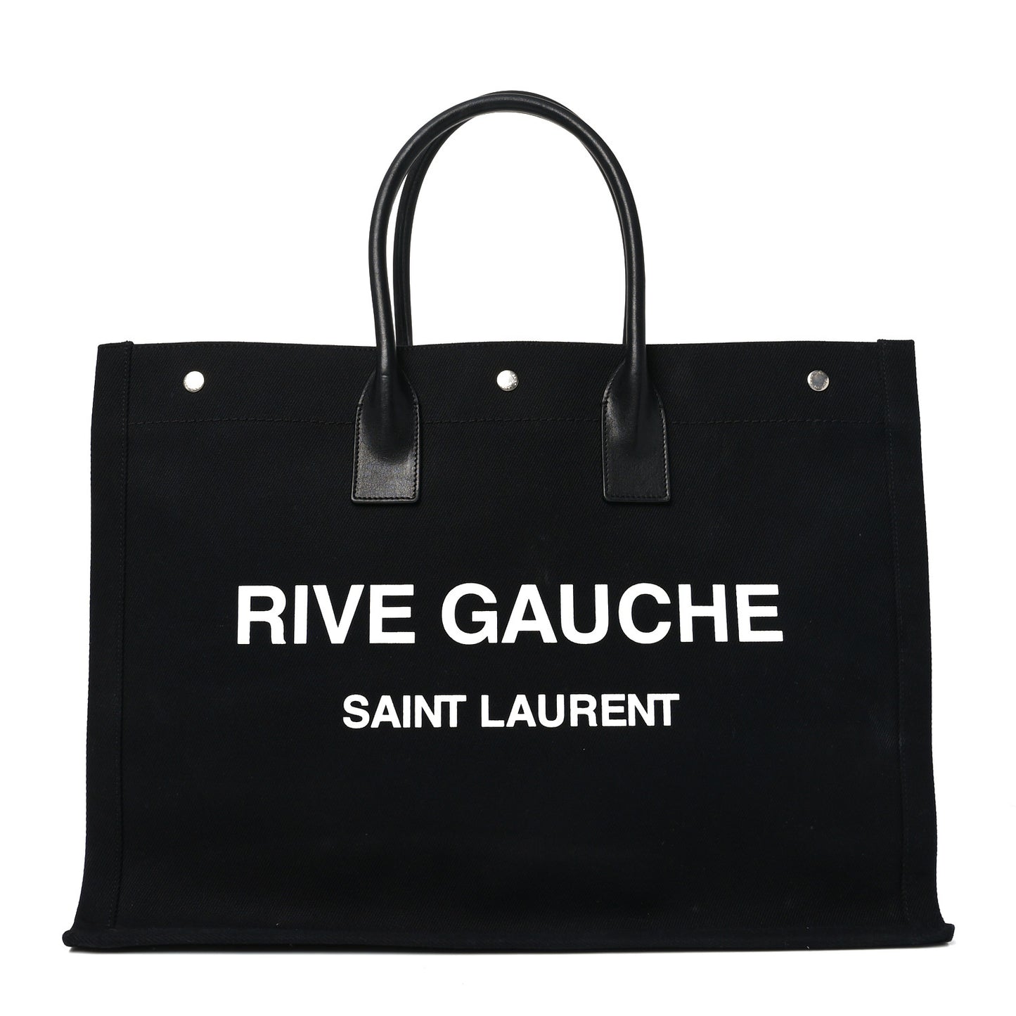 Linen Calfskin Rive Gauche Tote Black